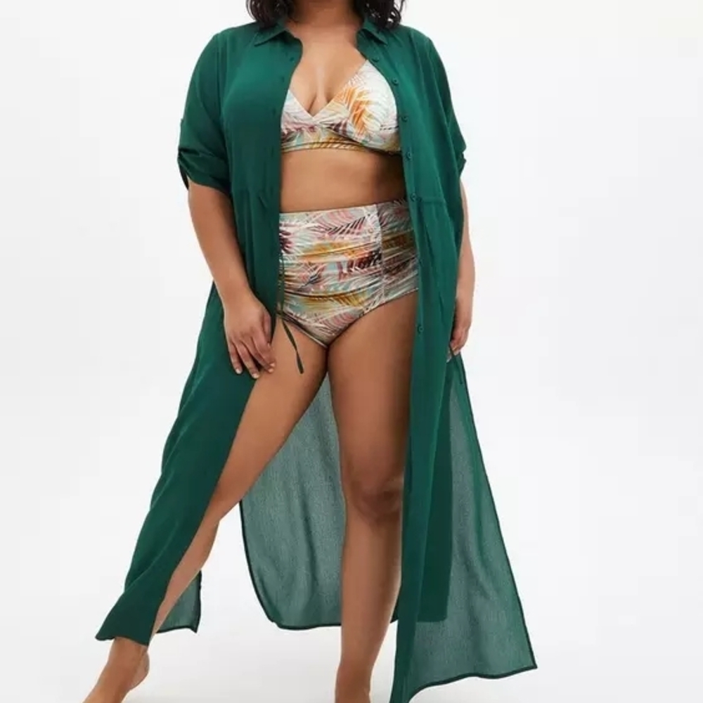 Beach-Kimono-Office Torrid Emerald Green Swim Cover-Up Size 5x